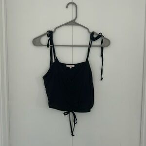 Cinched tie black tank top